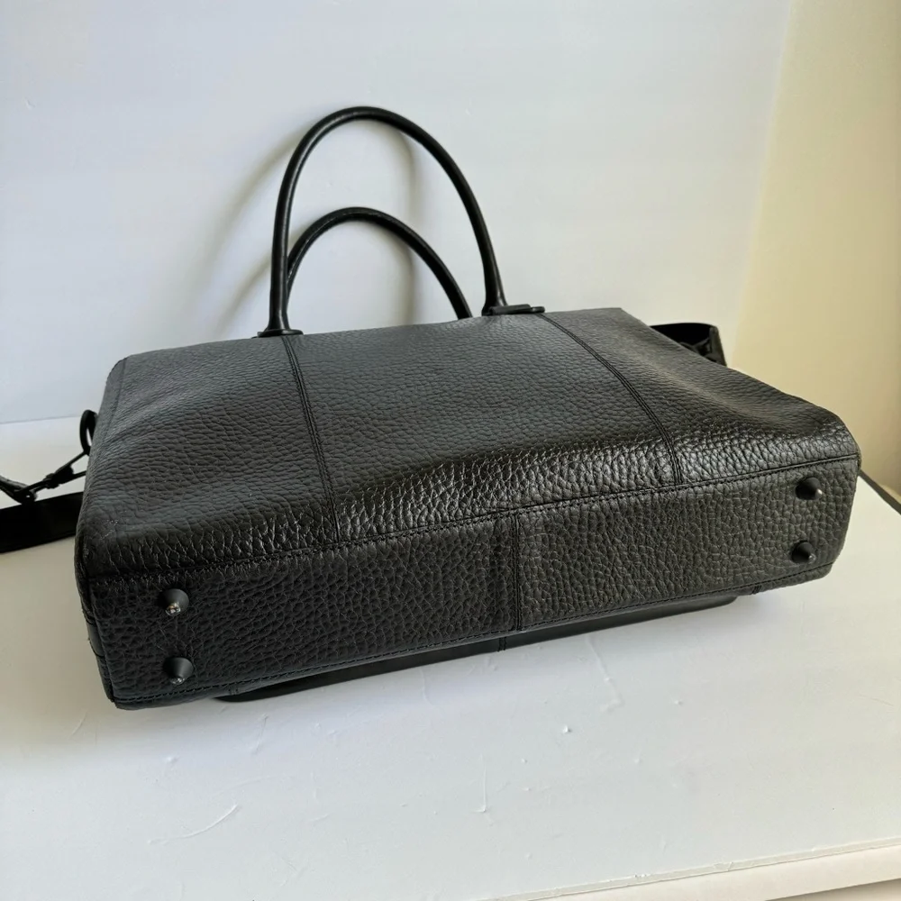 VelRossi Leather Laptop Bag Work Briefcase Black Vel Rossi Italy Italian Pebbled